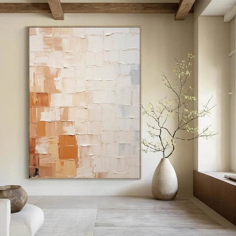 Beach_Beige_Brown_White_Abstract_Artwork_0Z7S2 wall art